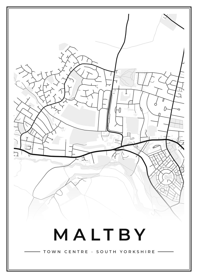 Maltby Town Centre Street Map Poster