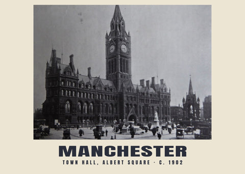 Ratusz, Albert Square, Manchester — c. 1902 · Historyczny wydruk fotograficzny
