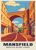 Mansfield Railway Viaduct poster, Retro Railway style