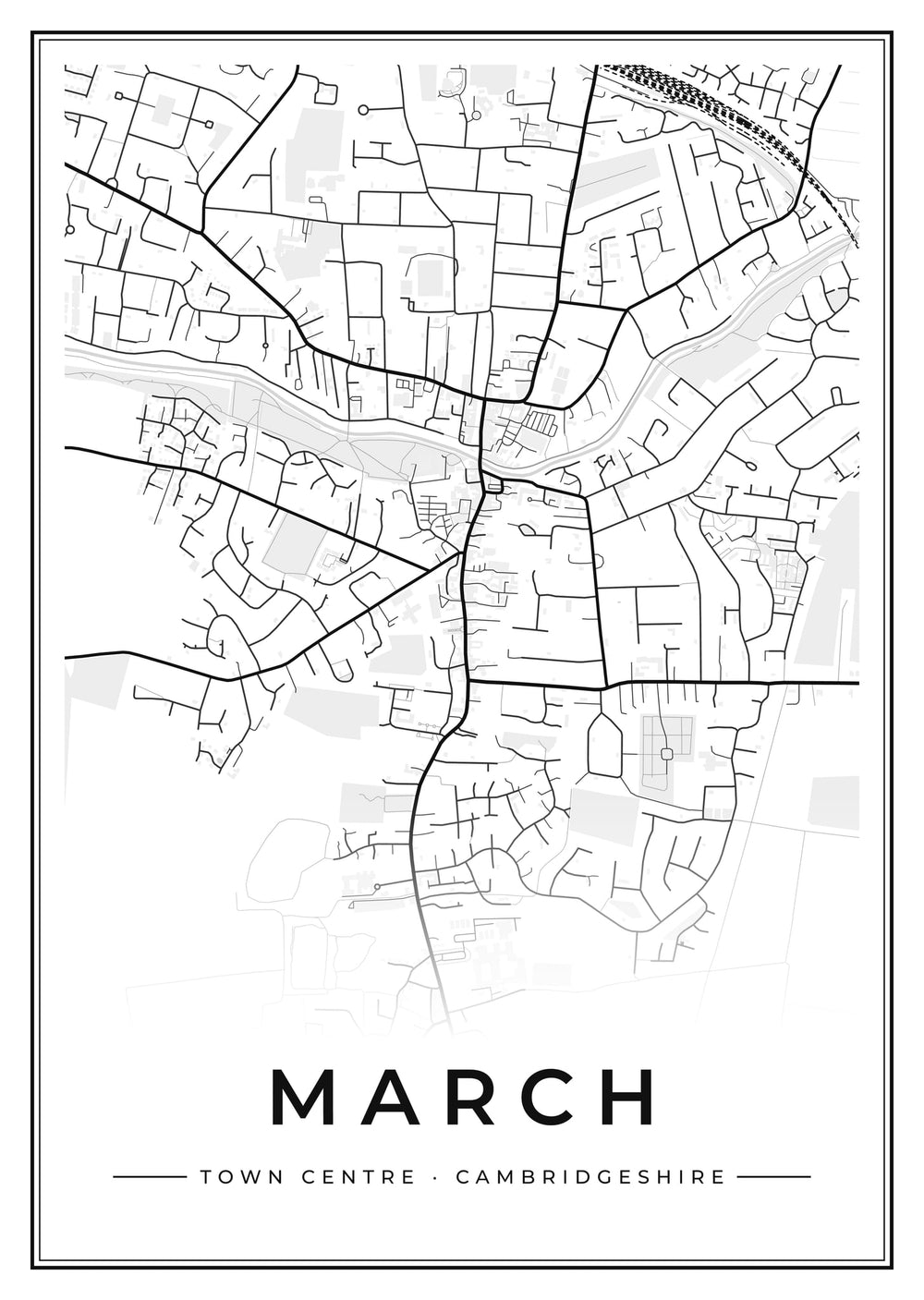 March Town Centre Street Map Poster