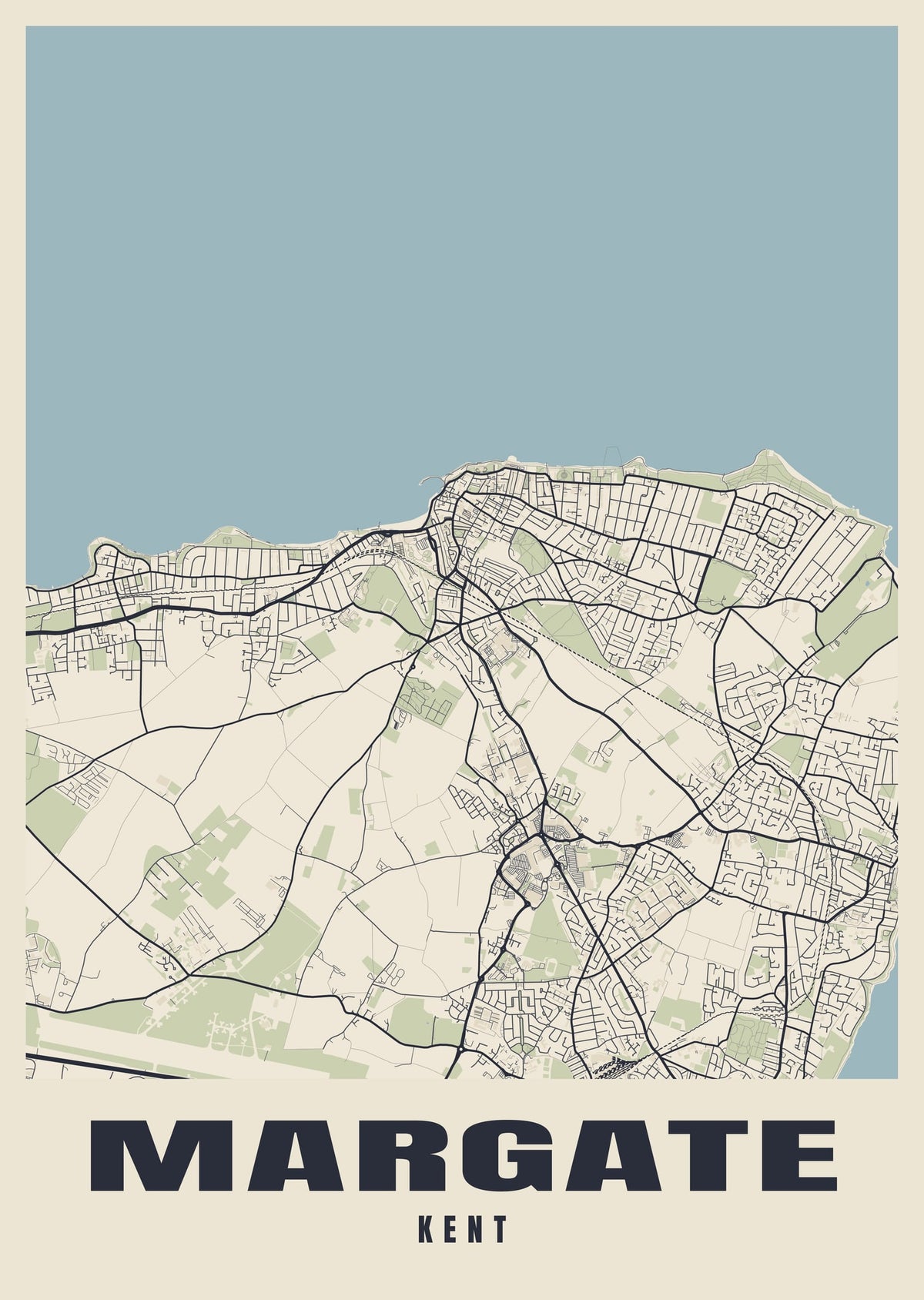 Street map poster of Margate, Kent