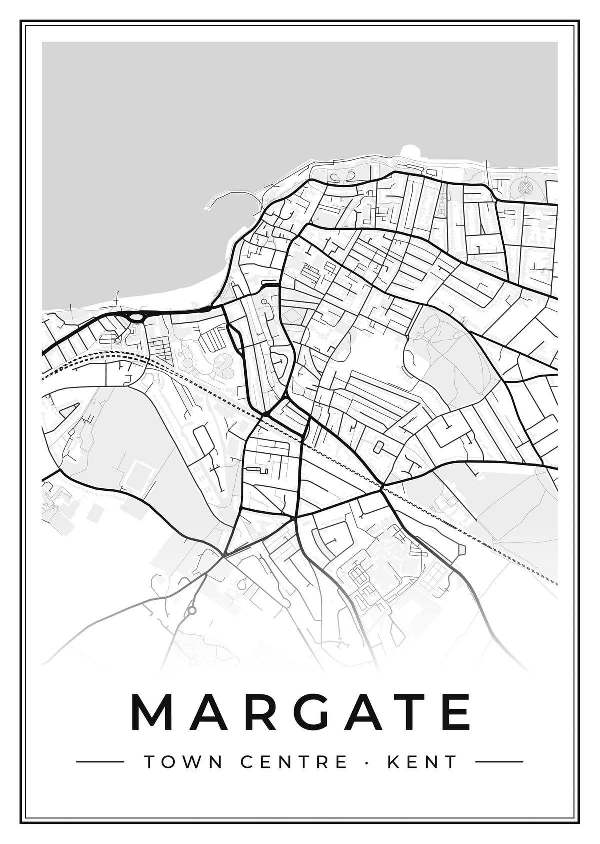 Street map poster of Margate town centre, Kent