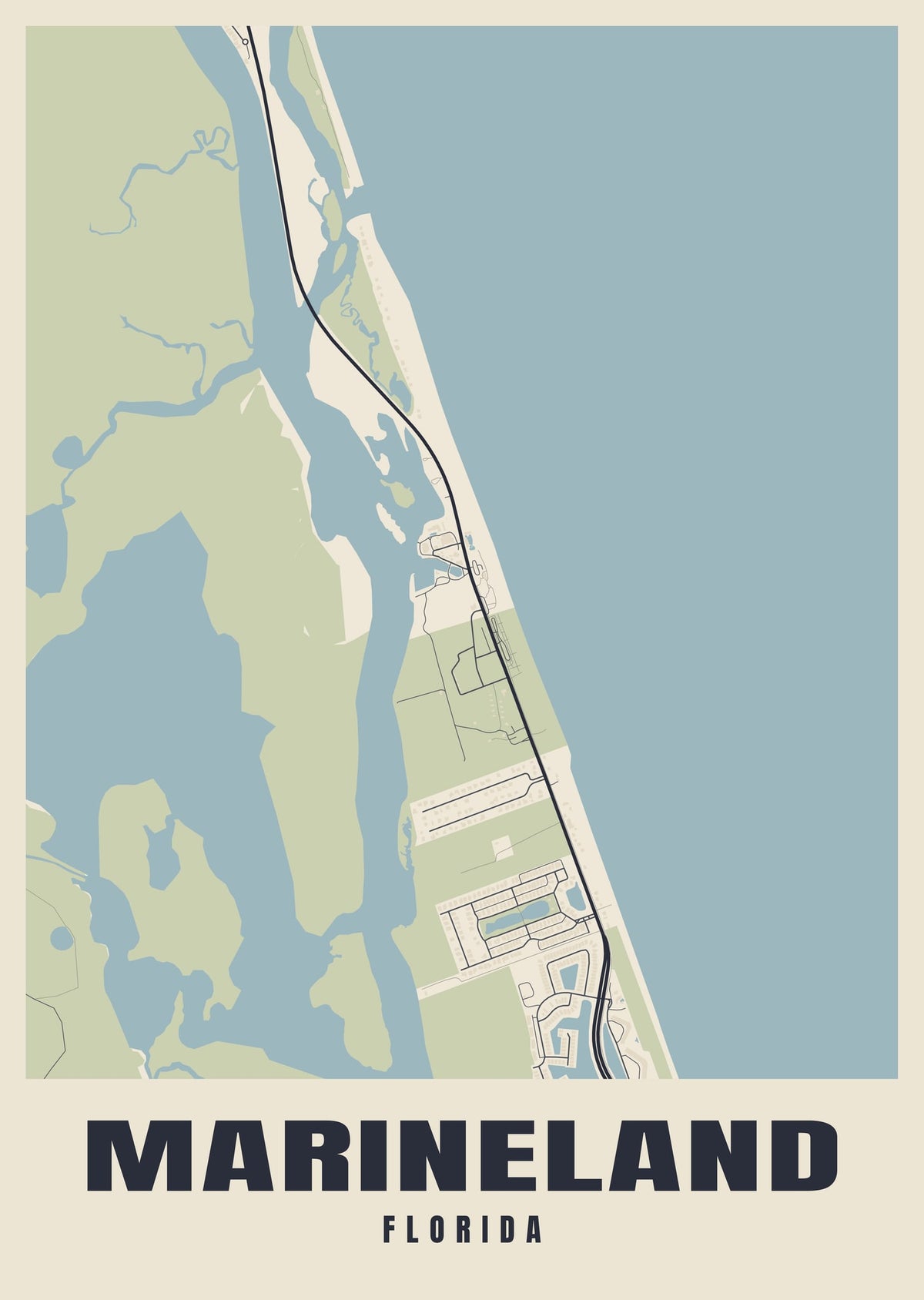 Street map poster of Marineland, Florida