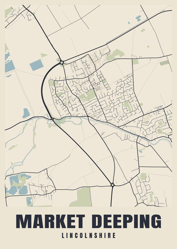Market Deeping Street Map Poster