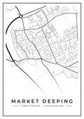 Street map poster of Market Deeping town centre, Lincolnshire