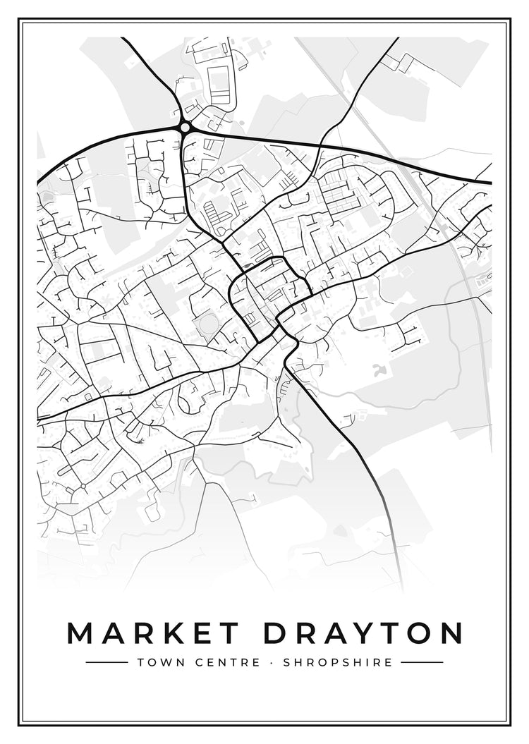 Market Drayton Town Centre Street Map Poster