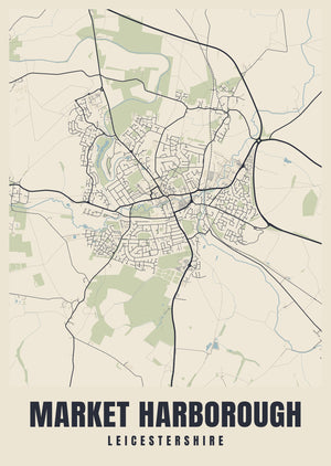 Market Harborough Street Map Poster