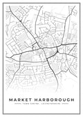 Street map poster of Market Harborough town centre, Leicestershire
