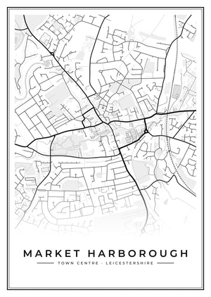 Market Harborough Town Centre Street Map Poster