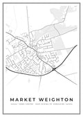 Street map poster of Market Weighton town centre, East Riding of Yorkshire