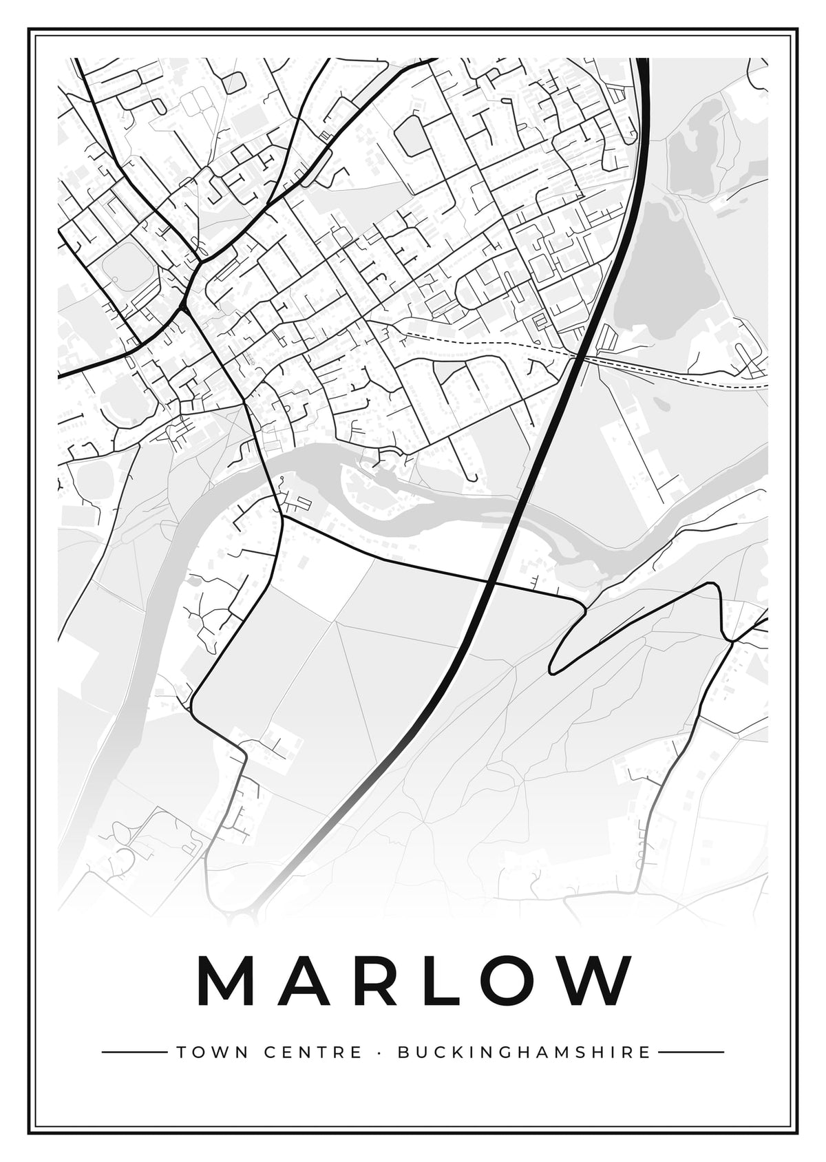 Street map poster of Marlow town centre, Buckinghamshire