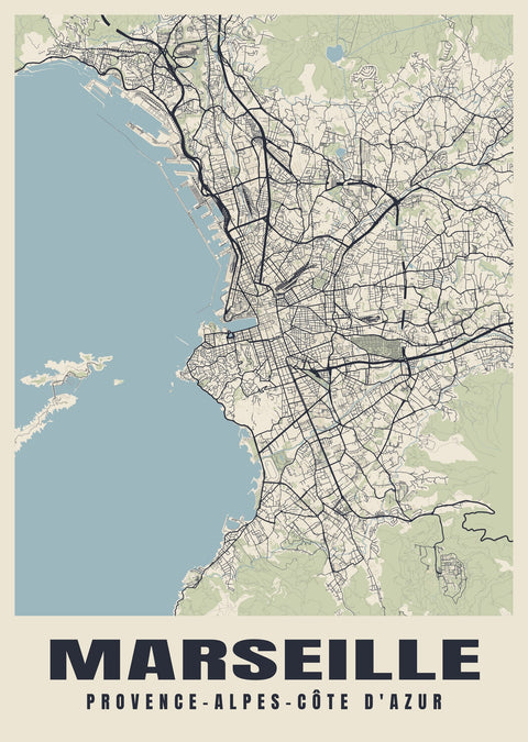 Marseille Street Map Poster