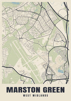 Street map poster of Marston Green, West Midlands