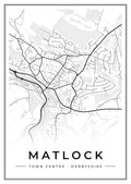 Street map poster of Matlock town centre, Derbyshire