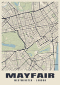 Heritage street map poster of Mayfair, Westminster, London