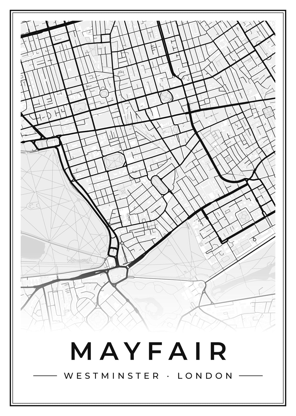 Street map poster of Mayfair, Westminster, London