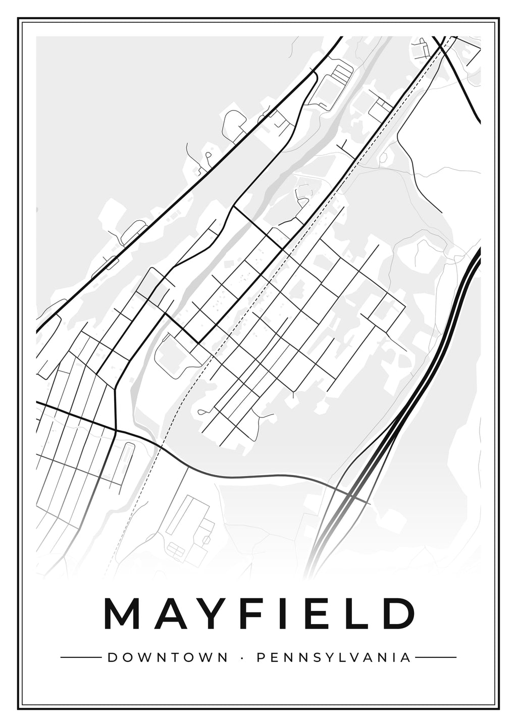 Street map poster of downtown Mayfield, Pennsylvania