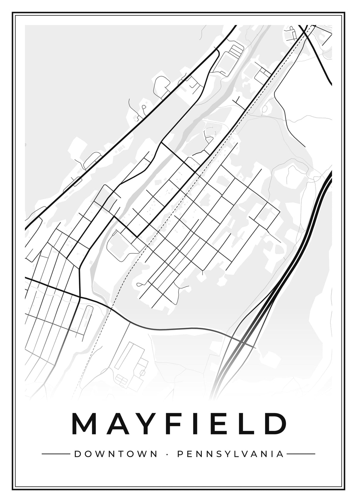 Street map poster of downtown Mayfield, Pennsylvania