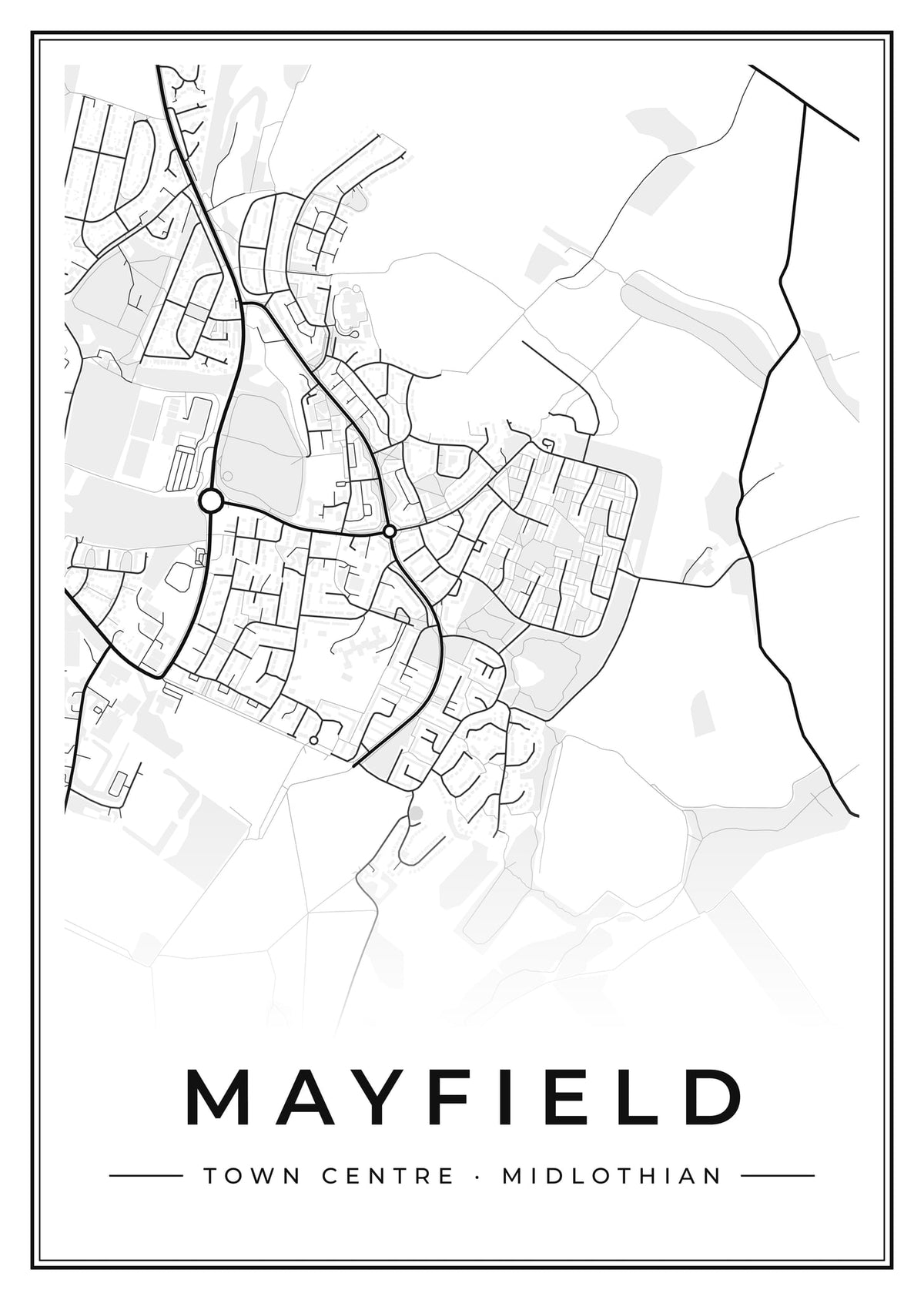 Street map poster of Mayfield town centre, Midlothian