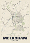 Street map poster of Melksham, Wiltshire