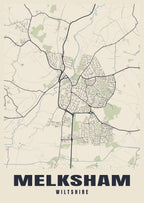 Street map poster of Melksham, Wiltshire