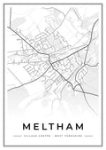 Street map poster of Meltham village centre, West Yorkshire