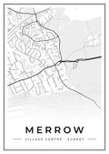 Street map poster of Merrow village centre, Surrey