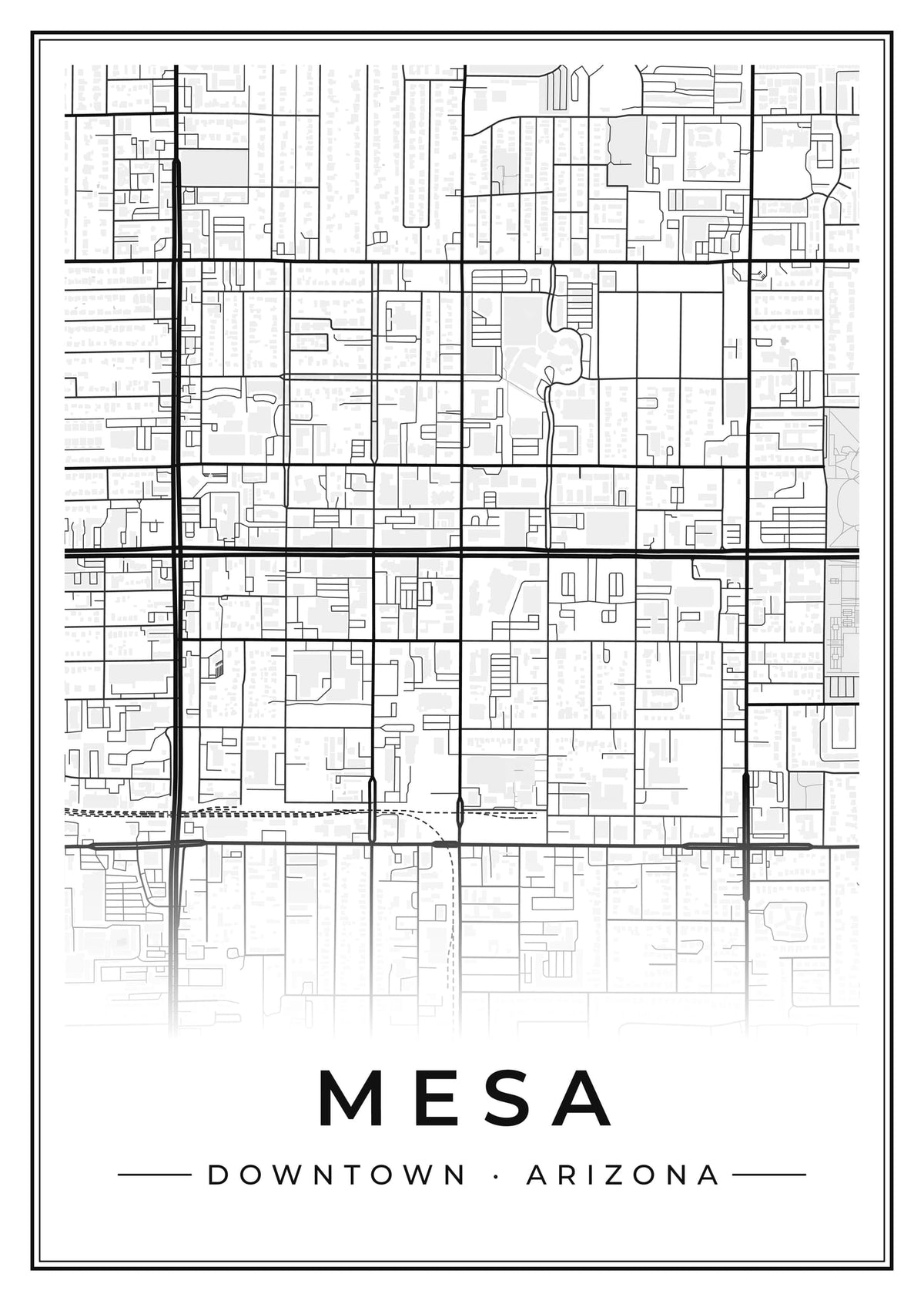 Street map poster of downtown Mesa, Arizona