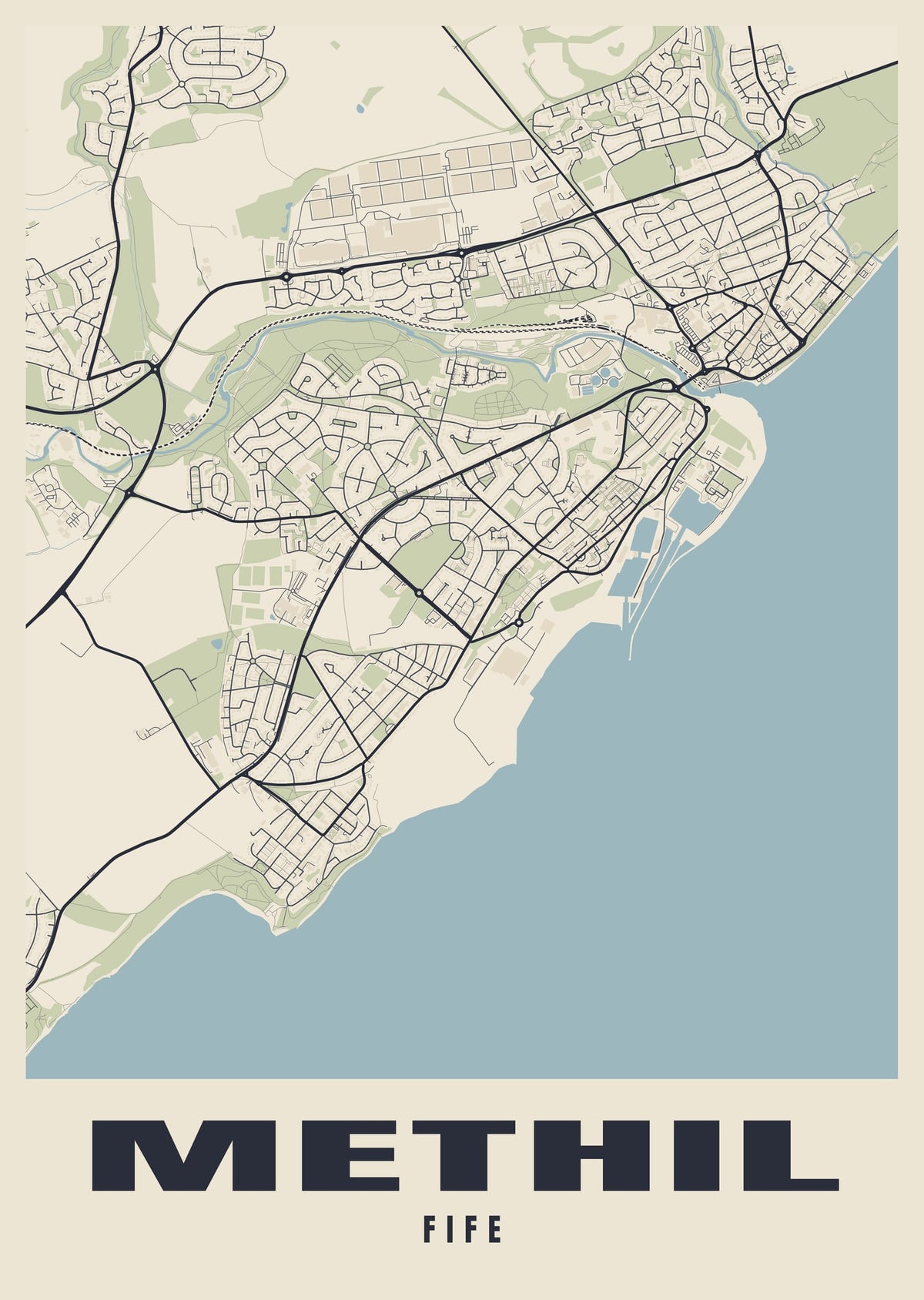 Street map poster of Methil, Fife