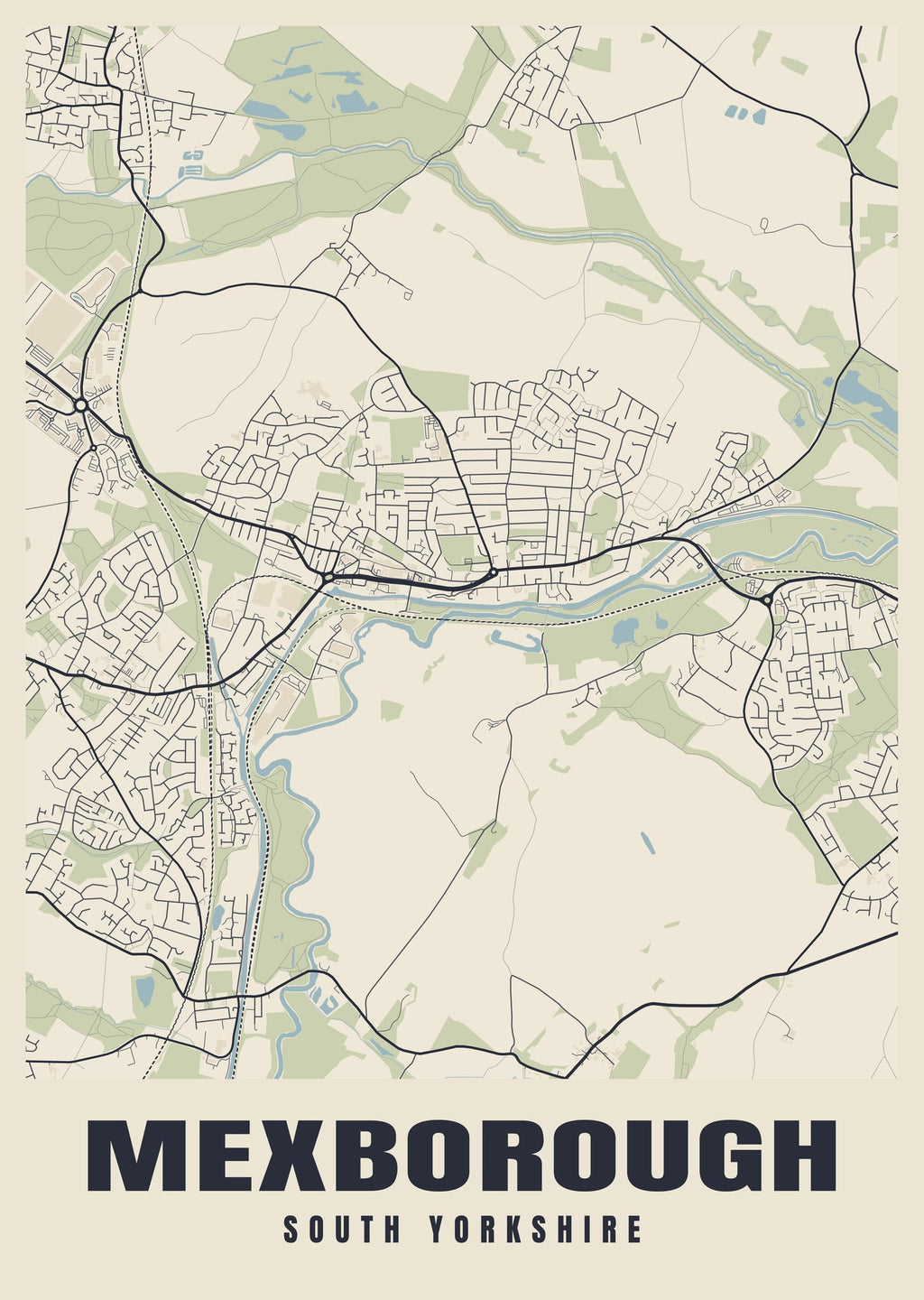 Street map poster of Mexborough, South Yorkshire