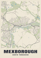 Street map poster of Mexborough, South Yorkshire