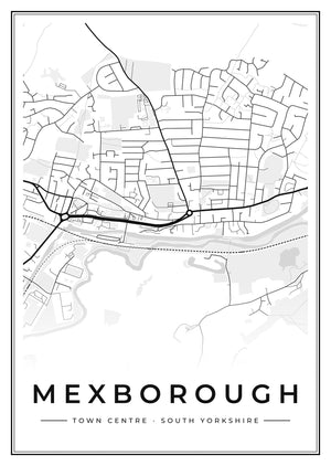 Mexborough Town Centre Street Map Poster