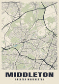 Street map poster of Middleton, Greater Manchester