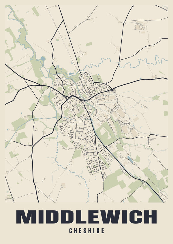Middlewich Street Map Poster
