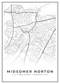Street map poster of Midsomer Norton town centre, Somerset