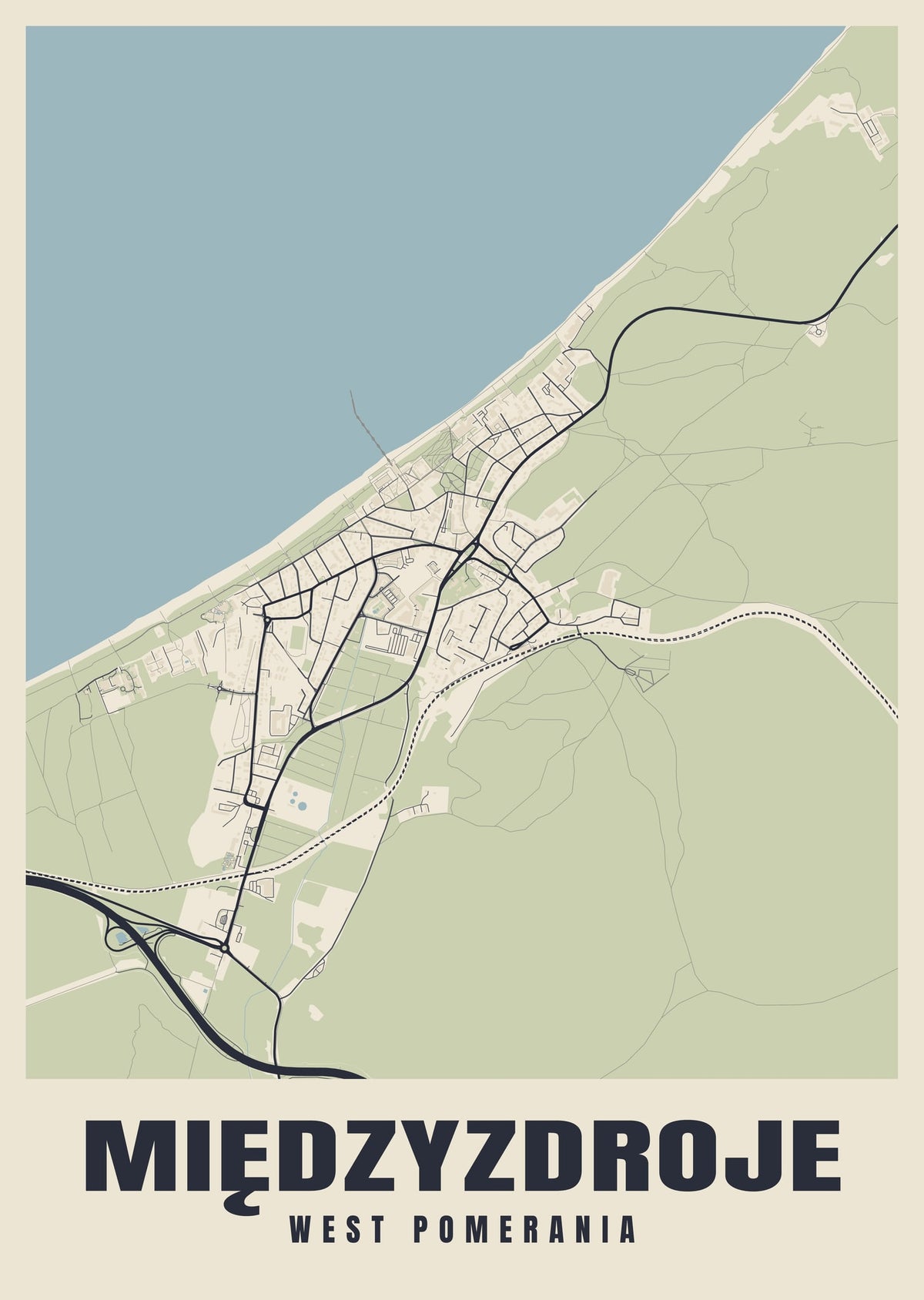 Street map poster of Międzyzdroje, West Pomerania