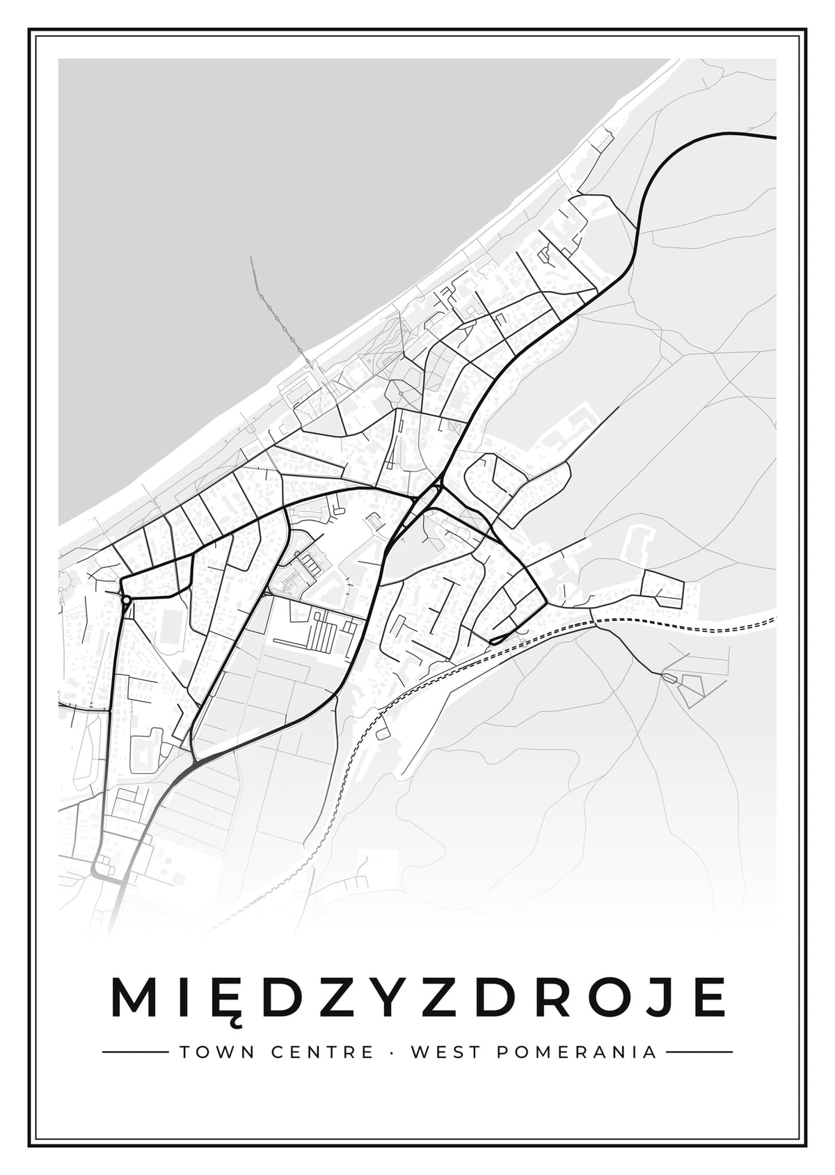 Street map poster of Międzyzdroje town centre, West Pomerania