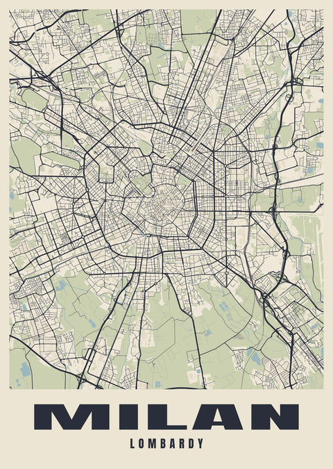 Milan Street Map Poster