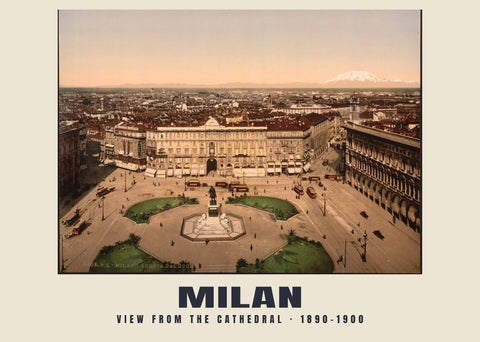 Vue depuis la cathédrale, Milan — 1890–1900 · Tirage photochrome ancien