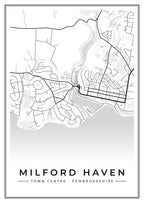 Street map poster of Milford Haven town centre, Pembrokeshire
