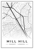 Street map poster of Mill Hill, Barnet, London