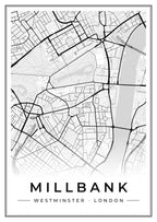 Street map poster of Millbank, Westminster, London