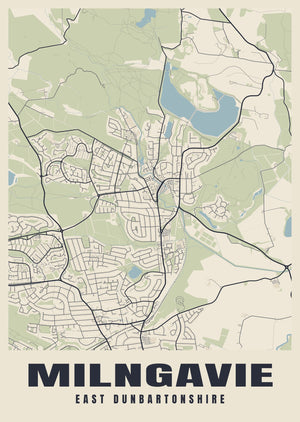 Milngavie Street Map Poster