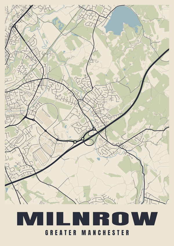 Milnrow Street Map Poster