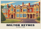 Bletchley Park, Milton Keynes poster, Retro Railway style