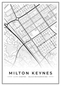 Street map poster of Milton Keynes city centre, Buckinghamshire