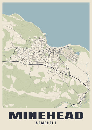 Minehead Street Map Poster