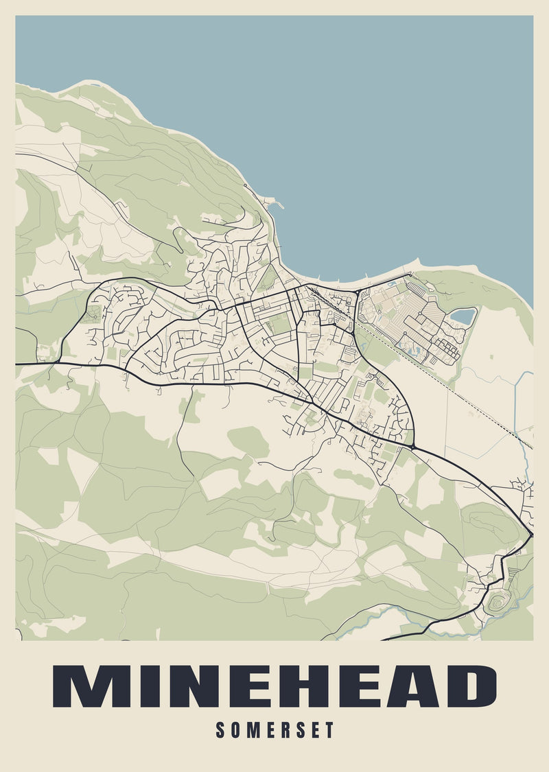 Minehead Street Map Poster