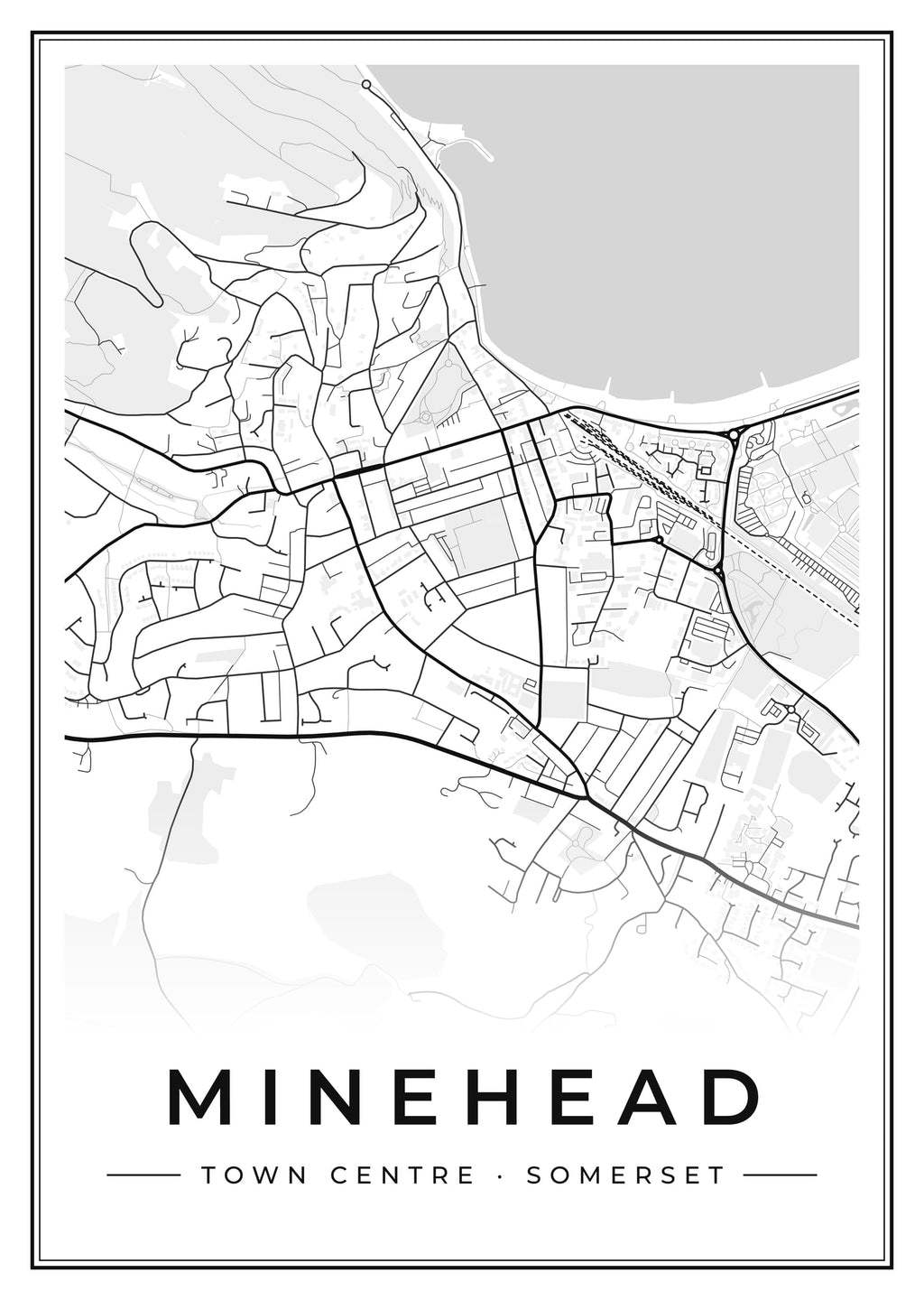 Street map poster of Minehead town centre, Somerset