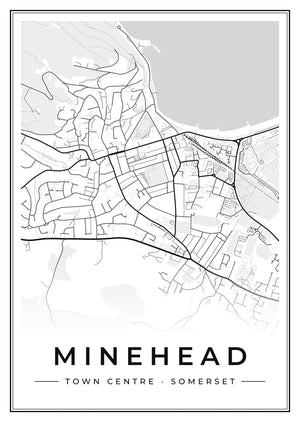 Minehead Town Centre Street Map Poster